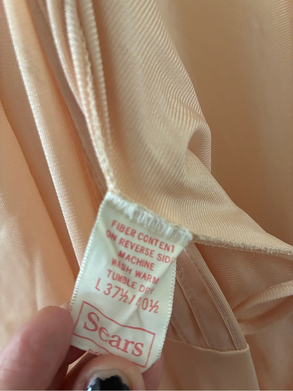 Vintage Sears Peach Lace-Trim Long Robe - Picture 4 of 4
